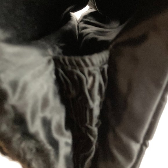 Vintage Black Fur Satin Hand Warmer Muff Bag Clutch Wristlet, Zip Pocket MINT - Picture 5 of 16